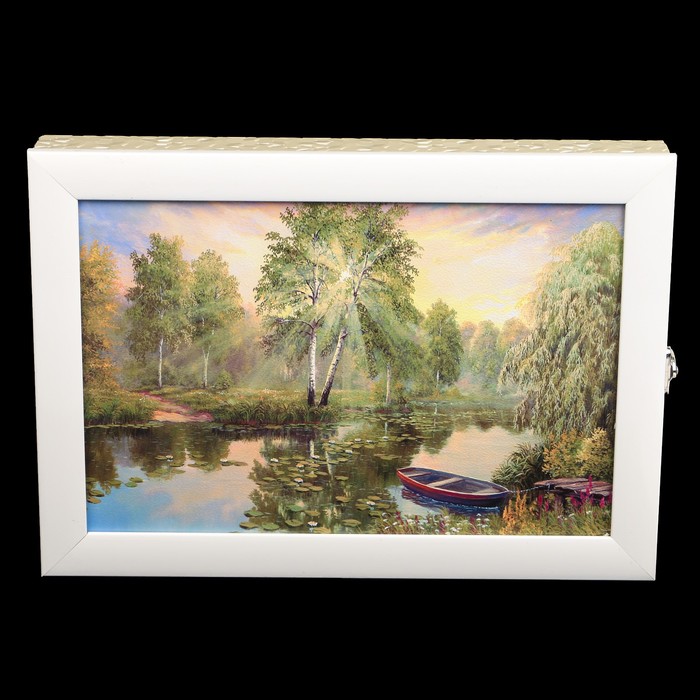 Ключница пластик "Лодка на реке" 25х35 см