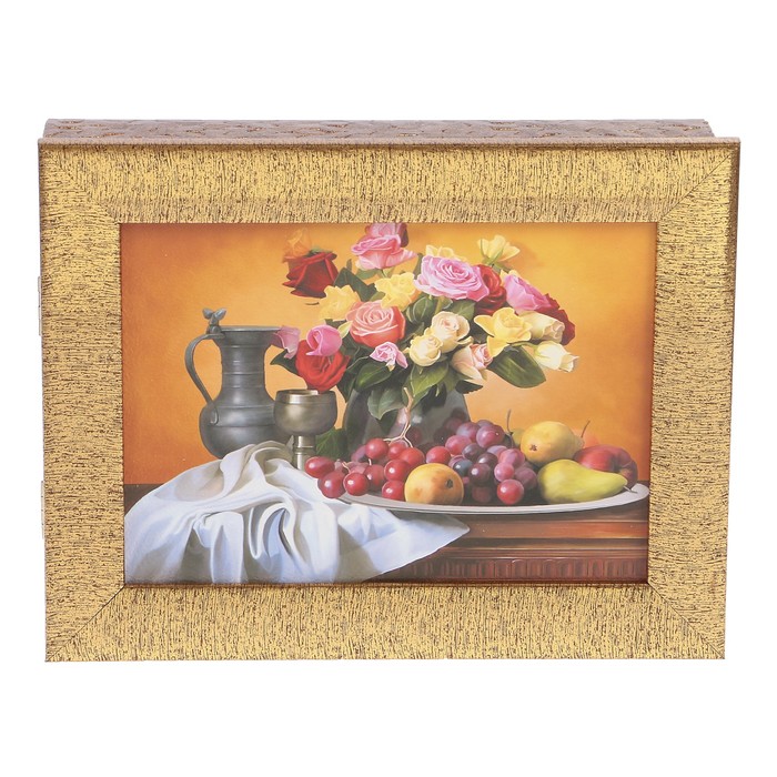 Ключница пластик "Натюрморт с фруктами и цветами" 18х23 см