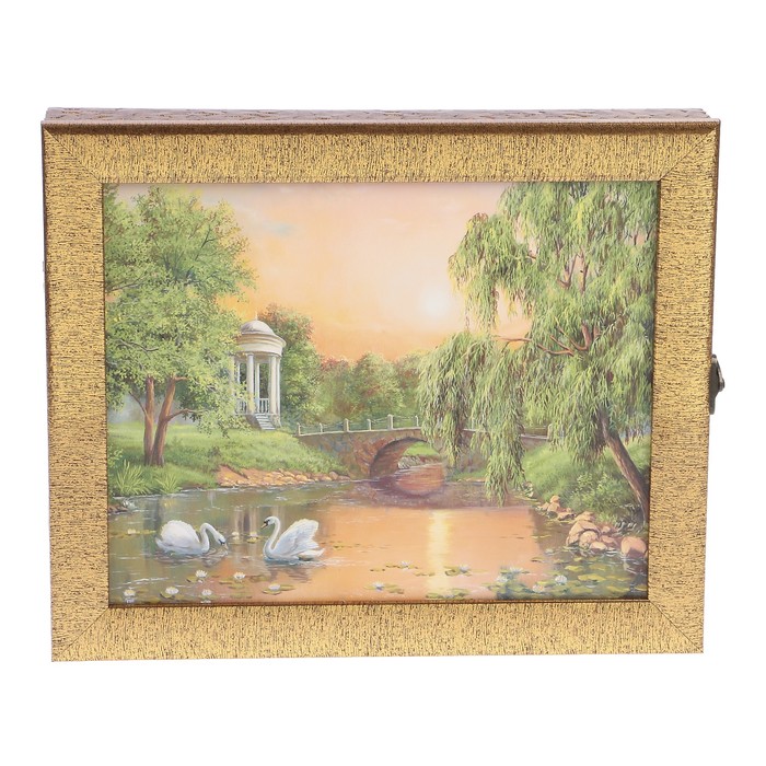 Ключница пластик "Лебеди на пруду" 25х30 см