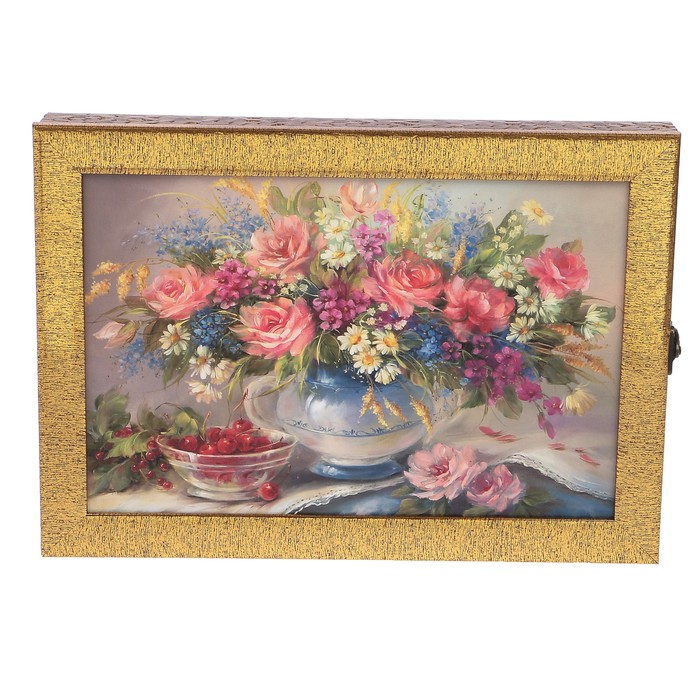 Ключница пластик "Цветы в вазе" 25х35 см