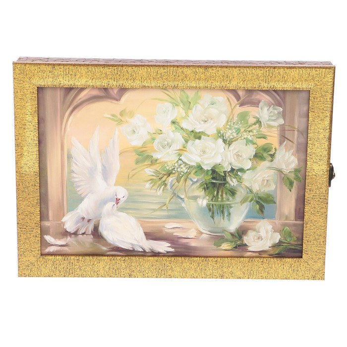 Ключница пластик "Пара белых голубей" 25х35 см