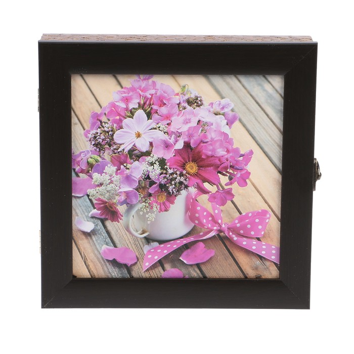 Ключница пластик "Яркие цветы" 23х23 см