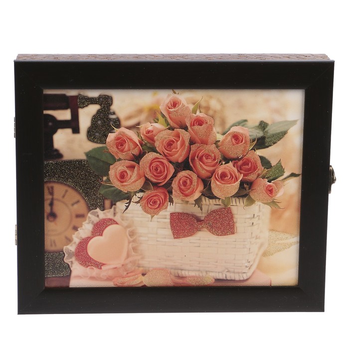 Ключница пластик "Розовые розы" 25х30 см