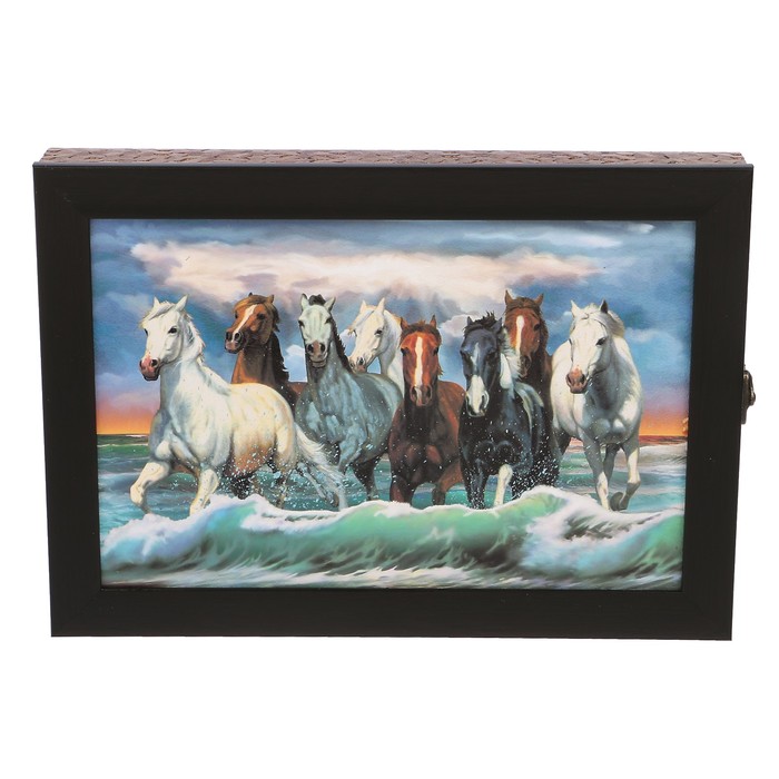 Ключница пластик "Лошади" 25х35 см