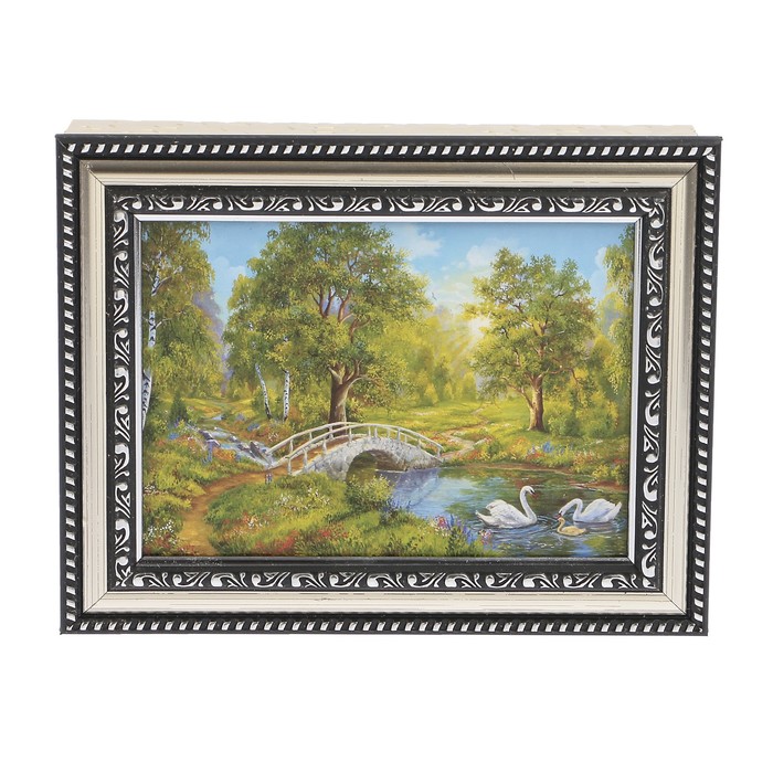 Ключница пластик "Лебеди на реке" 18х23 см