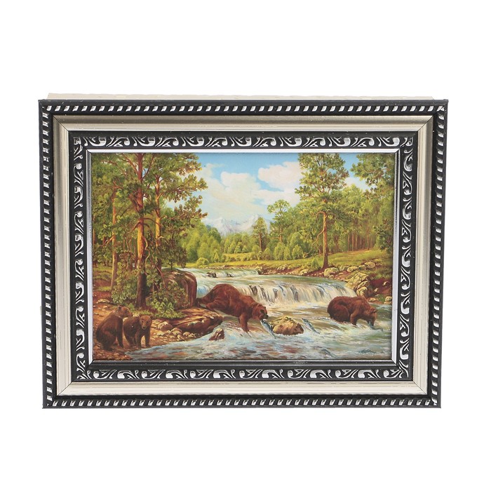 Ключница пластик "Мишки у реки" 18х23 см