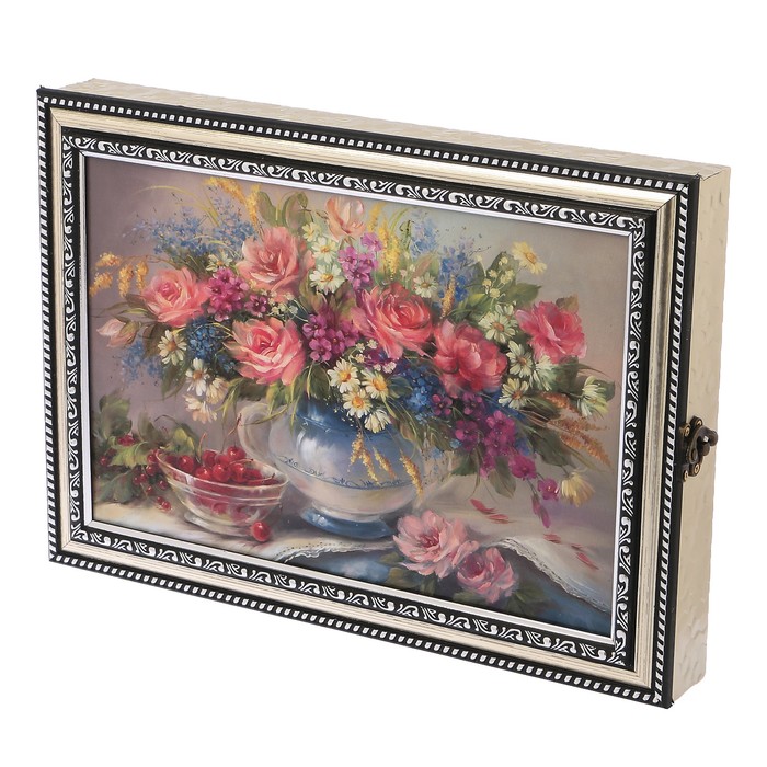 Ключница пластик "Цветы в вазе" 25х35 см