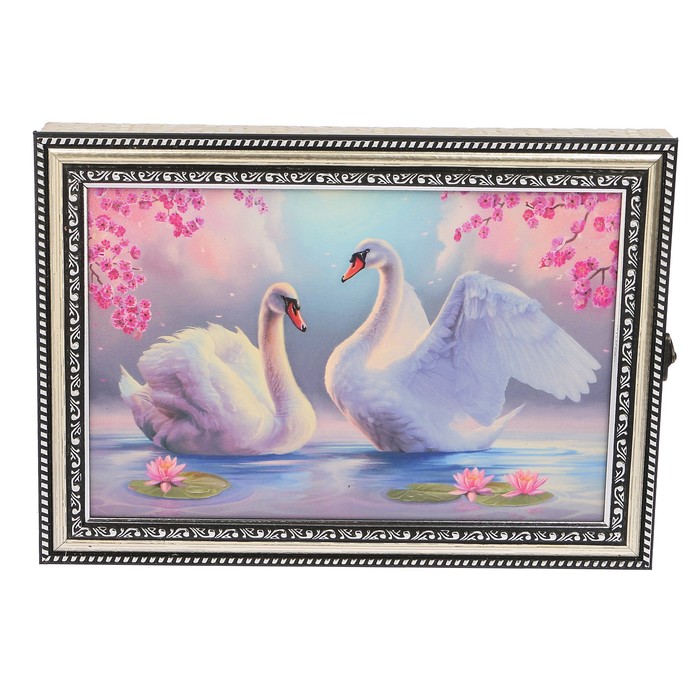 Ключница пластик "Белые лебеди" 25х35 см