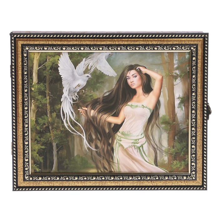Ключница пластик "Девушка с голубем" 25х30 см