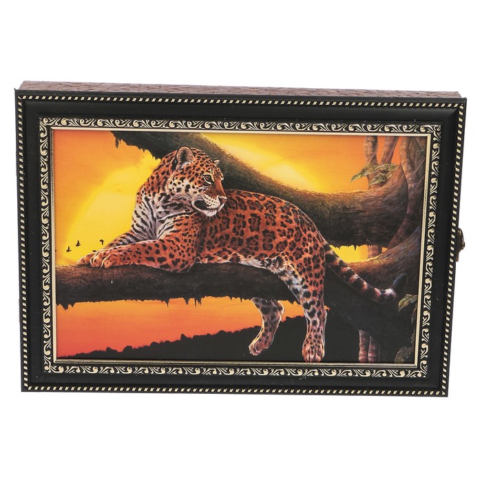 Ключница пластик "Леопард на дереве" 25х35 см