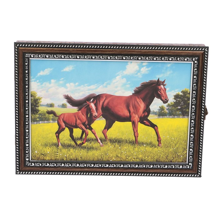 Ключница пластик "Лошадь с жеребенком" 25х35 см