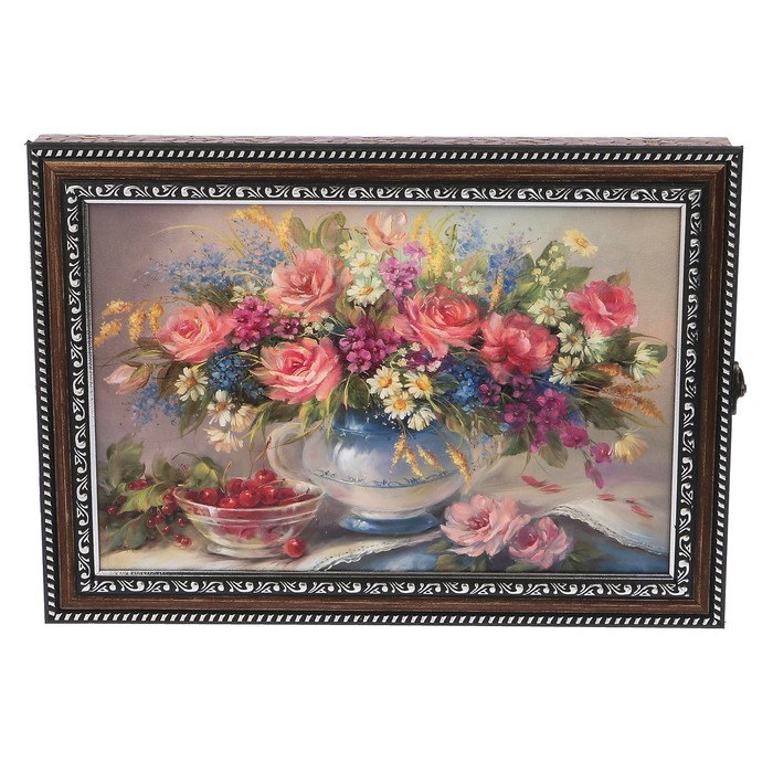 Ключница пластик "Цветы в вазе" 25х35 см