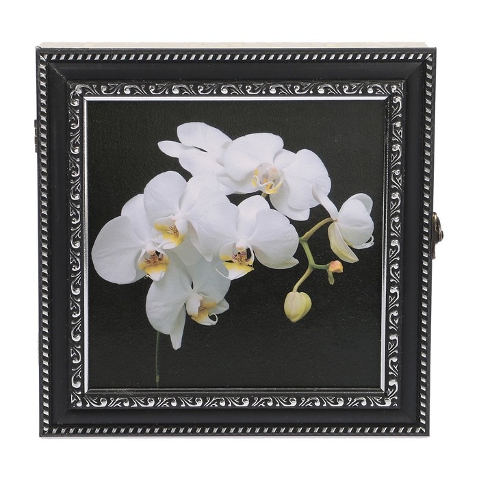 Ключница пластик "Белые орхидеи" 23х23 см