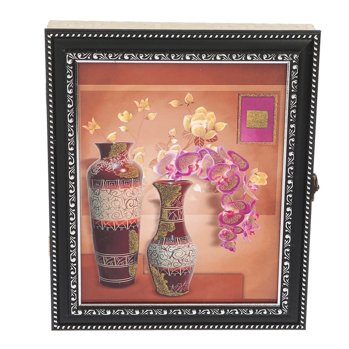 Ключница пластик "Орхидеи в вазе" 25х30 см