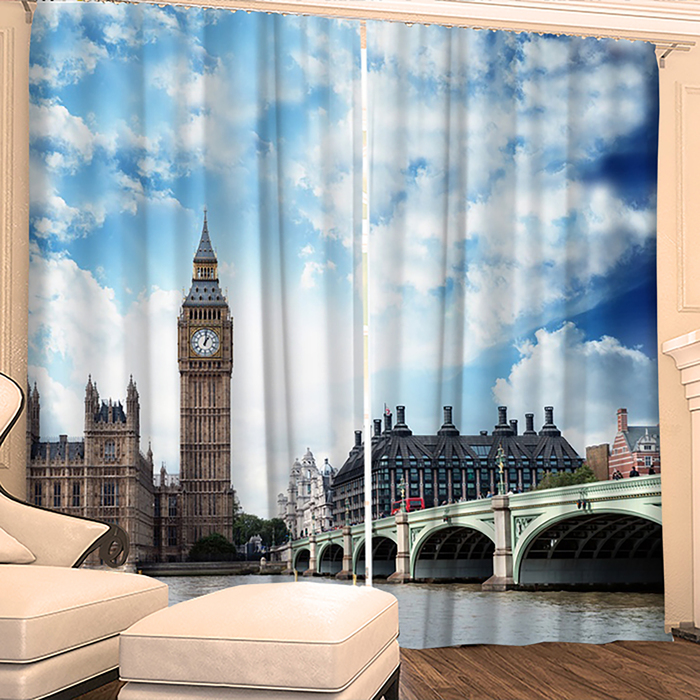 Фотошторы "Биг Бен" 145х260 см 2шт, габардин 160гр/м2, пэ100%
