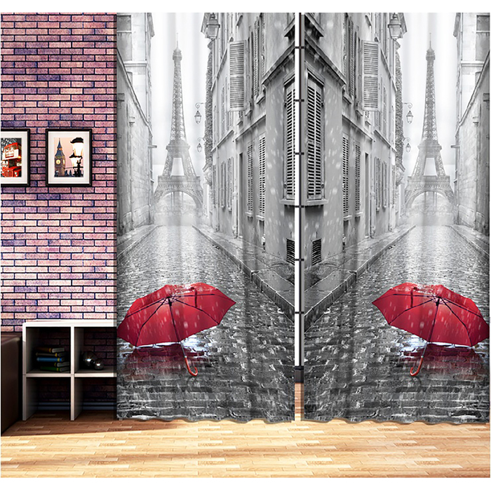 Фотошторы "Зонт и Башня" 145х260 см 2шт, габардин 160гр/м2, пэ100%