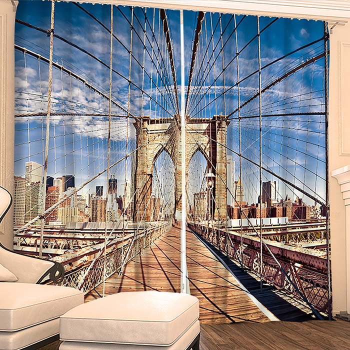 Фотошторы "Мост на Гудзоне" 145х260 см 2шт, габардин 160гр/м2, пэ100%