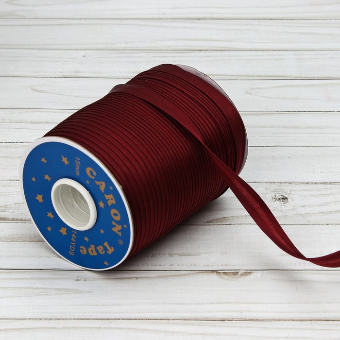 Косая бейка, ширина 15мм, 131м, цвет бордовый