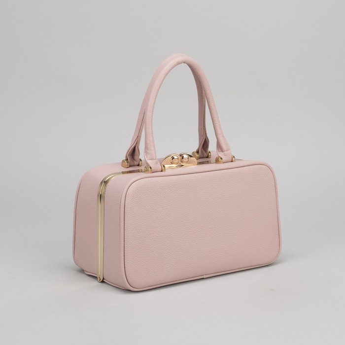 Сумка женская, 2 отдела на фермуаре, наружный карман, длинный ремень, цвет розовый