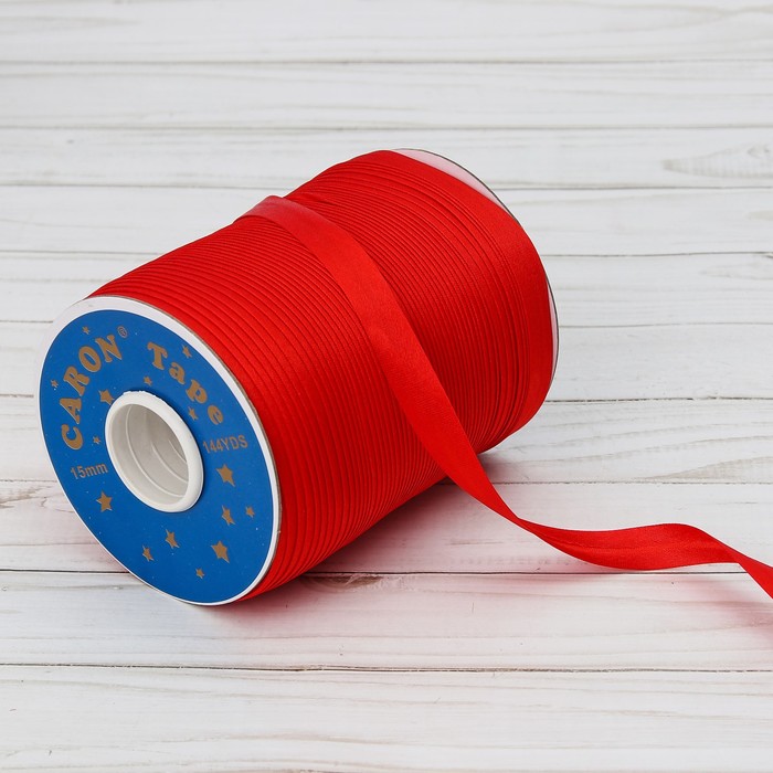 Косая бейка, ширина 15мм, 131м, цвет красный