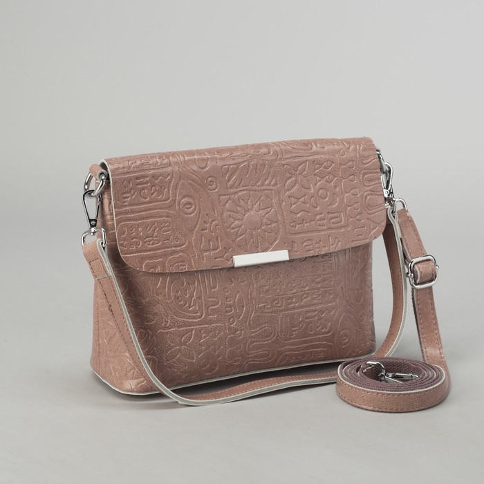 Сумка женская, отдел на молнии, наружный карман, цепь, длинный ремень, цвет розовый