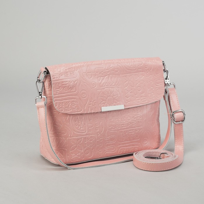 Сумка женская, отдел на молнии, наружный карман, цепь, длинный ремень, цвет розовый