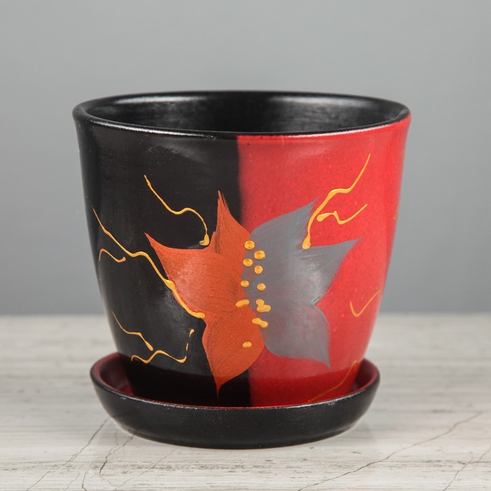 Кашпо "Глория" акрил, день-ночь, бордово-чёрное, 0,5 л