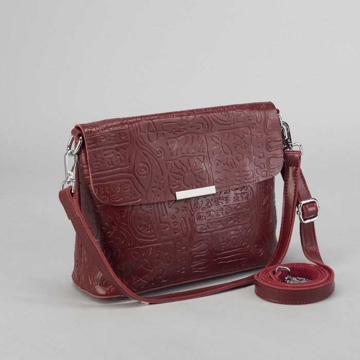 Сумка женская, отдел на молнии, наружный карман, цепь, длинный ремень, цвет бордовый