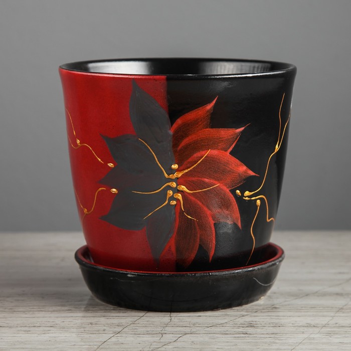 Кашпо "Глория" акрил, день-ночь, бордово-чёрное, 1 л