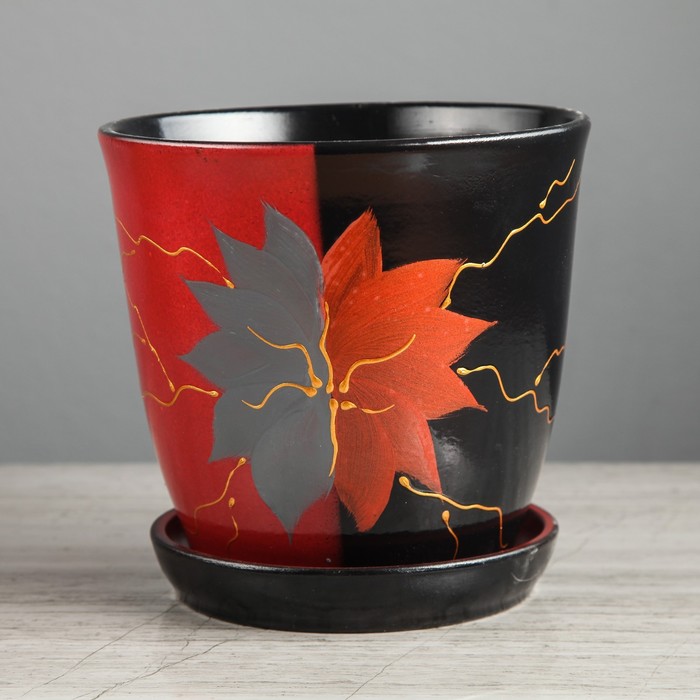 Кашпо "Глория" акрил, день-ночь, бордово-чёрное, 2 л