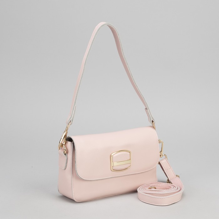 Сумка женская, отдел с перегородкой на молнии, наружный карман, длинный ремень, цвет розовый