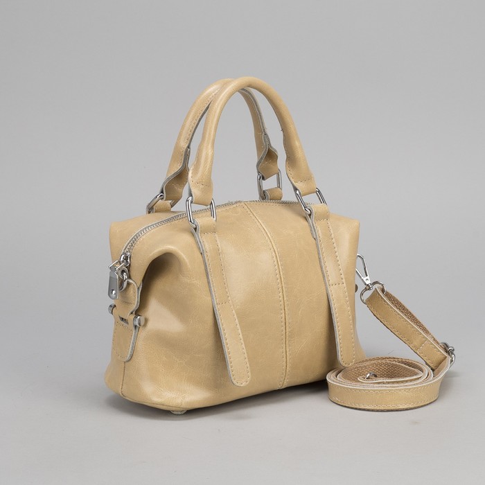 Сумка женская, отдел на молнии, длинная ручка, цвет бежевый