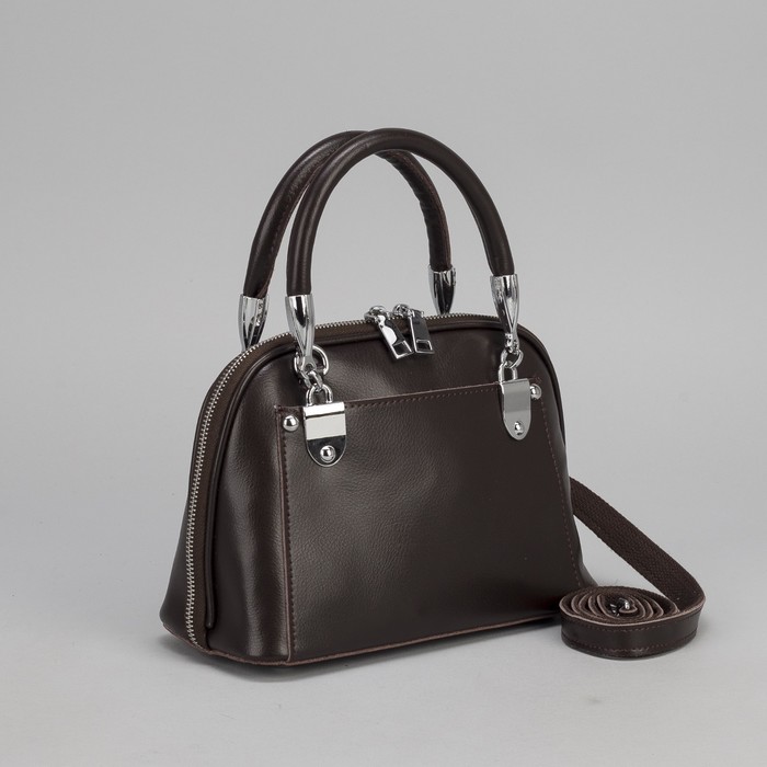 Сумка женская, отдел с перегородкой на молнии, 2 наружных кармана, длинный ремень, цвет кофе