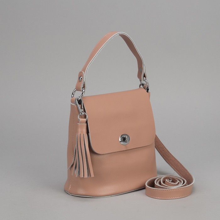 Сумка женская, отдел на молнии, наружный карман, длинный ремень, цвет розовый