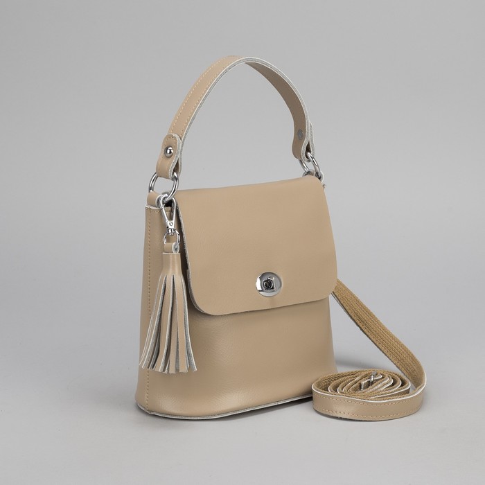 Сумка женская, отдел на молнии, наружный карман, длинный ремень, цвет хаки