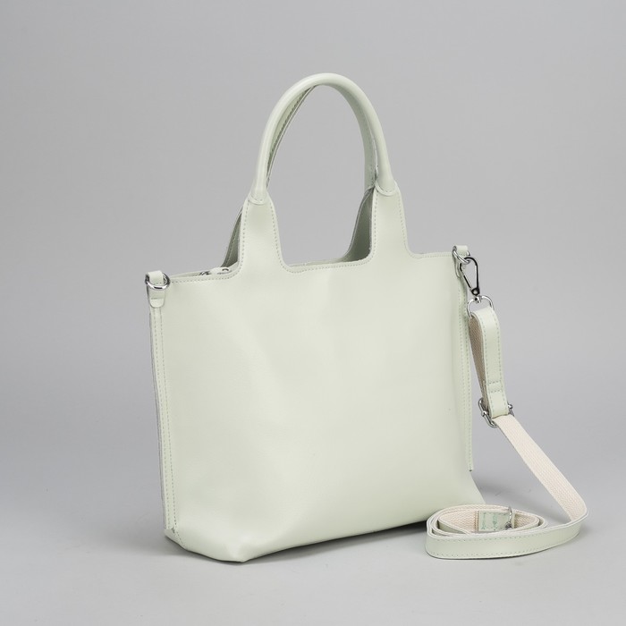 Сумка женская, отдел с перегородкой на молнии, наружный карман, длинный ремень, цвет мятный