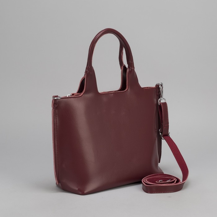 Сумка женская, отдел с перегородкой на молнии, наружный карман, длинный ремень, цвет бордовый