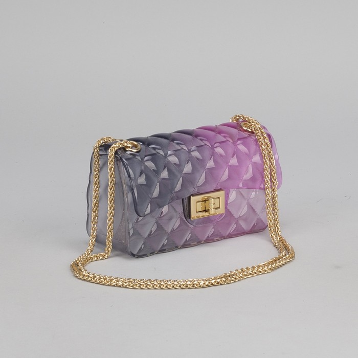 Сумка женская, отдел с перегородкой на замке, длинная цепь, цвет чёрный/розовый