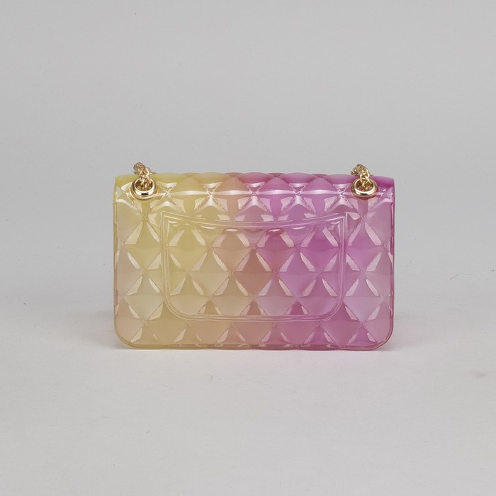 Сумка женская, отдел с перегородкой на замке, длинная цепь, цвет розовый/жёлтый