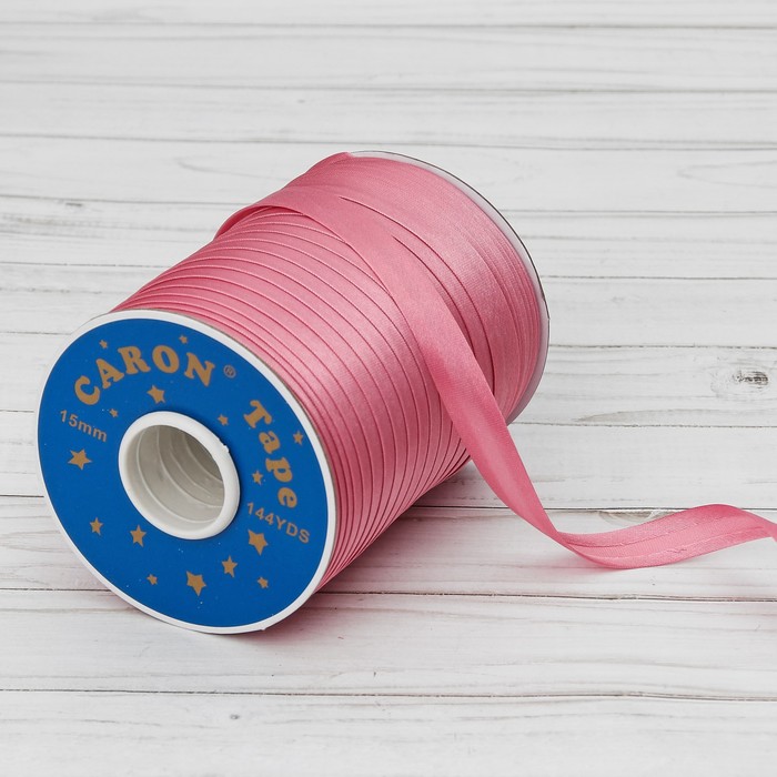 Косая бейка, ширина 15мм, 131м, цвет розовый