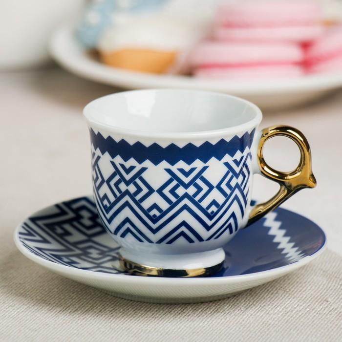 Сервиз "Геометрия" кружка 80 мл, блюдце 11 см