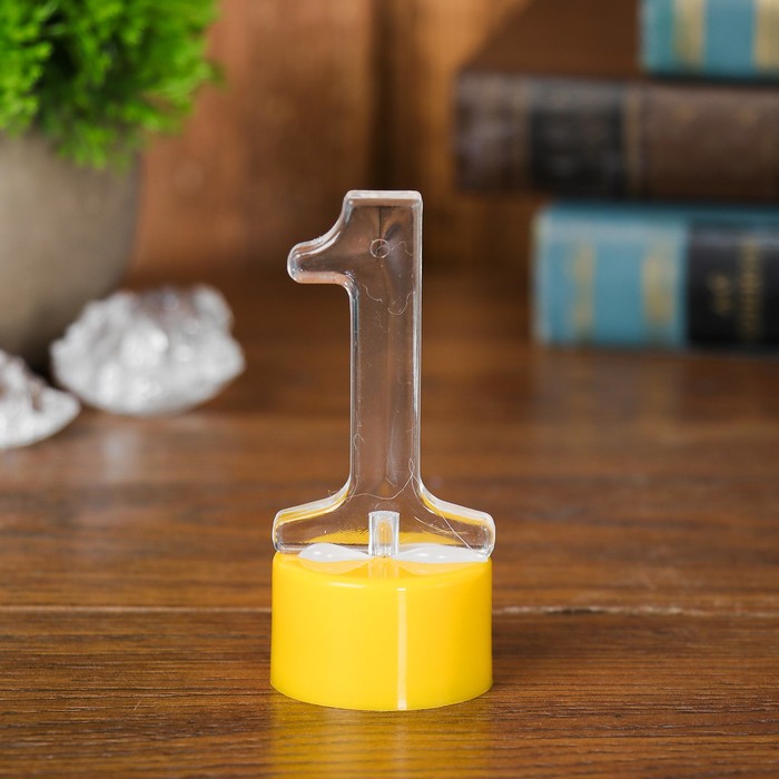 Свеча светодиодная "Цифра 1", цвета МИКС