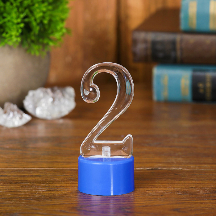 Свеча светодиодная "Цифра 2", цвета МИКС