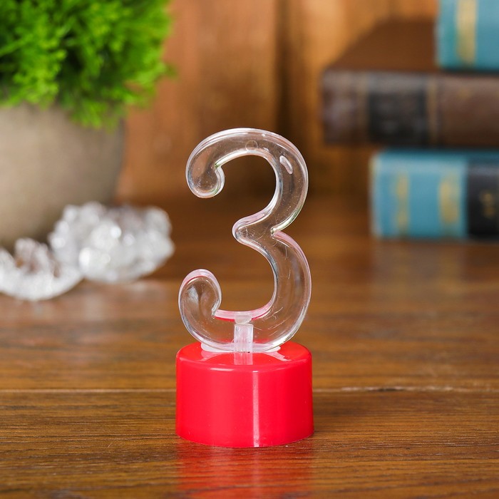 Свеча светодиодная "Цифра 3", цвета МИКС