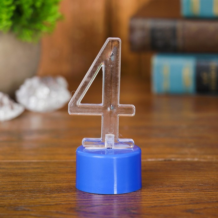 Свеча светодиодная "Цифра 4", цвета МИКС