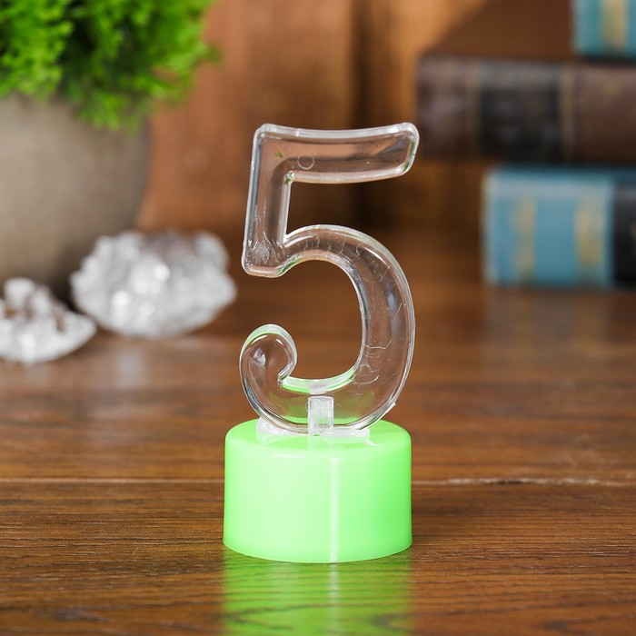 Свеча светодиодная "Цифра 5", цвета МИКС