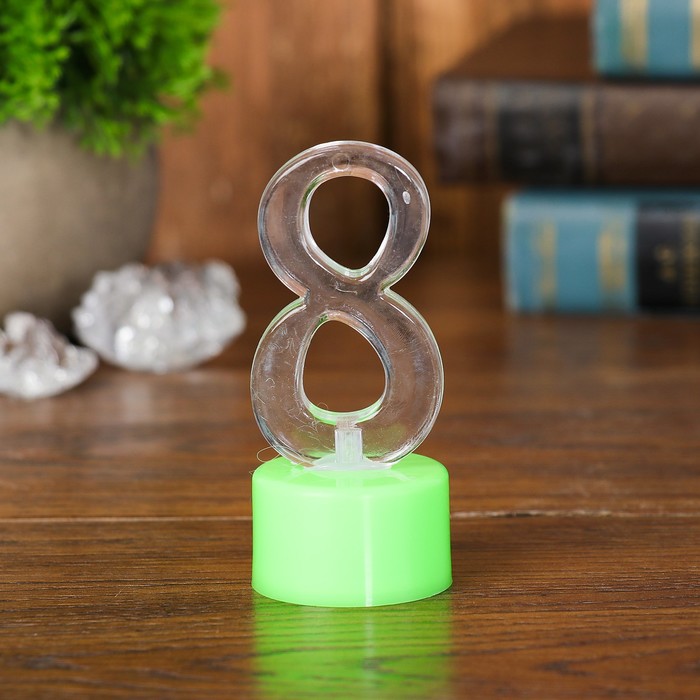 Свеча светодиодная "Цифра 8", цвета МИКС