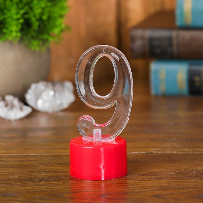 Свеча светодиодная "Цифра 9", цвета МИКС
