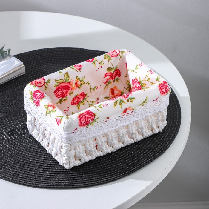 

Корзина для хранения плетёная ручной работы Доляна «Лето», 19×13,3×8 см, цвет белый