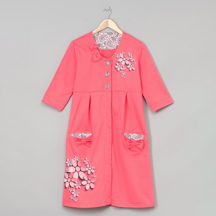 Халат женский на пуговицах "Маргаритка" цвет розовый, р-р 54